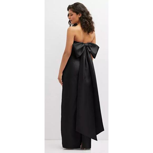 Alfred Sung NWT Black Strapless Draped Bodice Column Dress Oversized Bow 2 - Picture 2 of 9